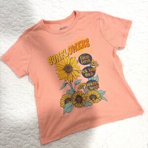 Mighty Fine Sunflower Graphic Kids T-Shirt - Peach